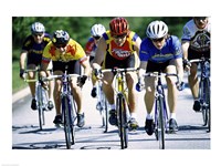 Group of cyclists riding bicycles Fine Art Print
