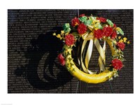 Wreath on the Vietnam Veterans Memorial Wall, Vietnam Veterans Memorial, Washington, D.C., USA Fine Art Print