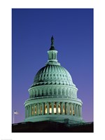 Capitol Building lit up at night, Washington D.C., USA Fine Art Print