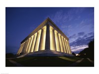 Low angle view of the Lincoln Memorial lit up at night, Washington D.C., USA Fine Art Print