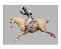 A ceramic female polo player, from northern China, Tang Dynasty - various sizes
