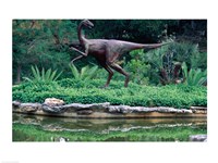 Statue of Ornithomimus Dinosaur in a park, Zilker Park, Austin, Texas, USA Fine Art Print