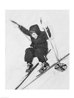 Boy skiing on snow Fine Art Print