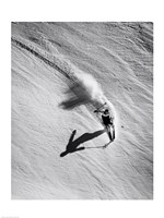 High angle view of a man skiing downhill Fine Art Print