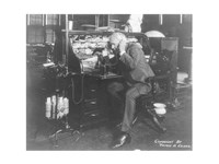 Thomas Alva Edison using his dicatating machine Fine Art Print
