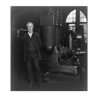 Thomas Edison and his original dynamo 1906 Fine Art Print