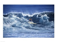 Man Surfing off of the Coast of Hawaii Fine Art Print
