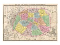 1867 colored Logerot Map of Paris, France Fine Art Print