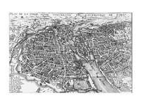 Paris bird's eye view 17th century Fine Art Print