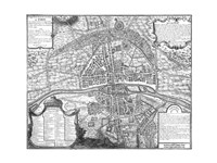 Plan de Paris - black and white map Fine Art Print