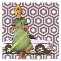 Girl with Car - mini Fine Art Print