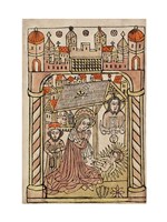 Nativity Scene with Depiction of Trinity Fine Art Print