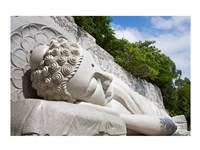 Statue of reclining Buddha, Long Son Pagoda, Nha Trang, Vietnam Framed Print