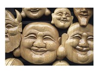 Close-up of Faces of Laughing Buddha, Vietnam Fine Art Print