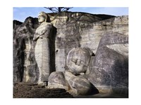 Statues of Buddha carved in rock, Gal Vihara, Polonnaruwa, Sri Lanka Fine Art Print