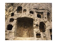 Buddha Statue Carved on a wall, Longmen Caves in China Fine Art Print
