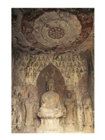 A Buddha Statue Carved, Longmen Caves, Luoyang, China Fine Art Print