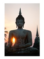 Seated Buddha at Sunset, Wat Mahathat, Sukhothai, Thailand Fine Art Print