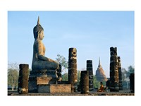 Side profile of the Seated Buddha, Wat Mahathat, Sukhothai, Thailand Fine Art Print