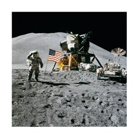 Apollo 15 Lunar Module Pilot James Irwin Salutes the U.S. Flag Fine Art Print