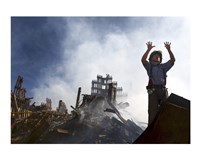 A New York City Fireman Calls for 10 More Rescue Workers, World Trade Center Fine Art Print