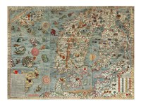 Carta Marina, Map of Scandinavia Framed Print