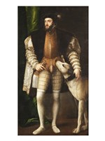 Emperor Carlos V with a Dog Fine Art Print