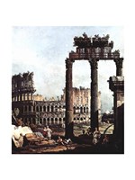 Colosseum and the ruins of the Temple of Castor et Pollux Fine Art Print