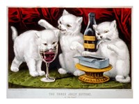 The Three Jolly Kittens: At The Feast Fine Art Print