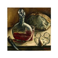 Still Life with Jug of Wine, Bread and Glasses Fine Art Print