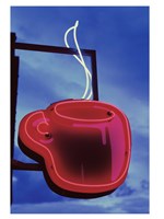 Neon Coffee Cup Sign Fine Art Print