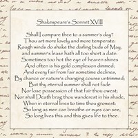 Shakespeare's Sonnet 18 - word frame Fine Art Print