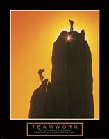 Teamwork-Sunset Climbers Fine Art Print