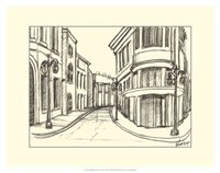 B&W Sketches of Downtown IV Fine Art Print