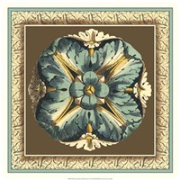 Printed Chocolate & Blue Rosette I Fine Art Print