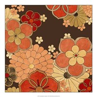 Cascading Blooms in Tangerine I Fine Art Print