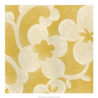 Suzani Silhouette in Yellow I Framed Print