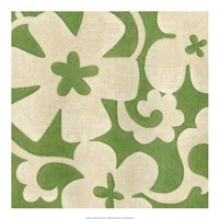 Suzani Silhouette in Green I Framed Print