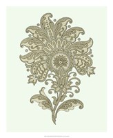 Celadon Floral Motif III Fine Art Print