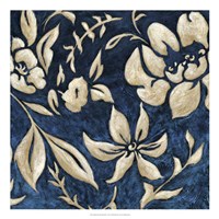 Indigo and Cream Brocade II Fine Art Print