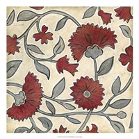 Red & Grey Floral II Fine Art Print