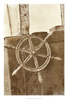 Sepia Ship's Wheel II Fine Art Print