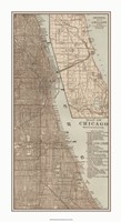 Tinted Map of Chicago Fine Art Print