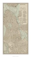 Tinted Map of Boston Fine Art Print