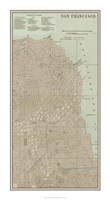 Tinted Map of San Francisco Fine Art Print