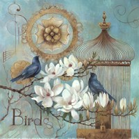 Blue Birds and Magnolia Fine Art Print