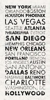 USA Cities White Fine Art Print