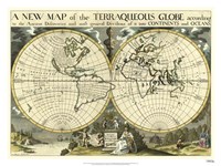 New Map Terra. Globe, Ox., 1700-01 Fine Art Print