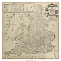 Road Map of England & Wales Fine Art Print