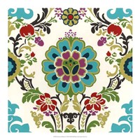 Jewel-tone Damask I Framed Print